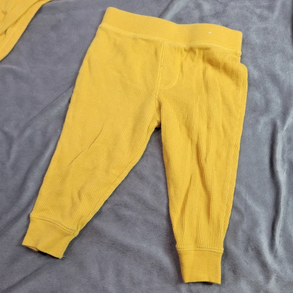 Garanimals‎ Baby 18M Yellow Waffle Knit Thermal Bodysuit and Pants Set